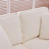 Solid Wood Gourd Foot Curved Armrest Indoor Two-Seater Sofa Creamy-White
