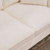 Solid Wood Gourd Foot Curved Armrest Indoor Two-Seater Sofa Creamy-White