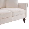 Solid Wood Gourd Foot Curved Armrest Indoor Two-Seater Sofa Creamy-White