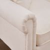 Solid Wood Gourd Foot Curved Armrest Indoor Two-Seater Sofa Creamy-White