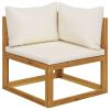 vidaXL 6 Piece Patio Lounge Set with Cushion Cream Solid Acacia Wood