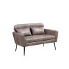 51"W Classical Loveseat Small Sofa Small Mini Room Couch Two-Seater Sofa With 2 Throw Pillows Black Metal Legs for Small Space Office Studio Apartment