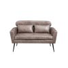 51"W Classical Loveseat Small Sofa Small Mini Room Couch Two-Seater Sofa With 2 Throw Pillows Black Metal Legs for Small Space Office Studio Apartment