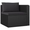 vidaXL 3 Piece Patio Sofa Set with Cushions Poly Rattan Black