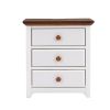 Wooden Nightstand with USB Charging Ports and Three Drawers; End Table for Bedroom; White+Walnut