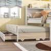 Full Bed with Bookcase; Twin Trundle; Drawers; White