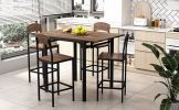 TOPMAX Farmhouse 5-piece Counter Height Drop Leaf Dining Table Set with Dining Chairs for 4; Black Frame+Brown Tabletop