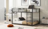 Full over Full Metal Bunk Bed; Low Bunk Bed with Ladder; Black(Old SKU:MF197034AAB)