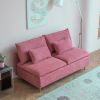 Modern Armless Loveseat Couch;  Armless Settee Bench;  Pink Cotton Linen-59.8''