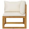vidaXL 10 Piece Patio Lounge Set with Cushion Cream Solid Acacia Wood