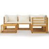 vidaXL 6 Piece Patio Lounge Set with Cushion Cream Solid Acacia Wood
