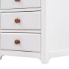 Wooden Nightstand with USB Charging Ports and Three Drawers; End Table for Bedroom; White+Walnut