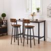 Oval Swivel Bar Stool with Backrest; Set of 2; Industrial; Metal Frame; 29.5" High.(Rustic Brown; 17.5''w x 13.4''d x 40.5''h)