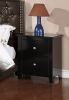 Bedroom Bed Side Table Nightstand Black Color Wooden 2 Drawers Table
