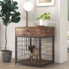 Furniture Style Wood Dog Crate End Table with Storage Console(Rustic Brown; 19.69''w x 22.83''d x 26.97''h)