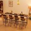 Oval Swivel Bar Stool with Backrest; Set of 2; Industrial; Metal Frame; 29.5" High.(Rustic Brown; 17.5''w x 13.4''d x 40.5''h)