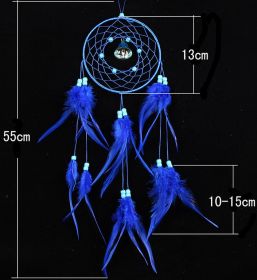 Feather Dreamcatcher Wind Chimes Pendant (Option: Blue-13 Ã— 55CM)