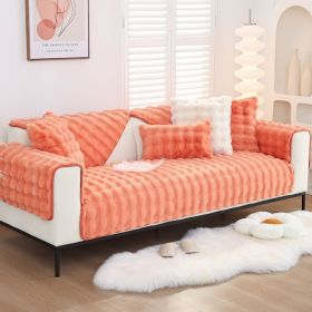 Winter Warm Sofa Cushion Bubble Velvet Thickened Fleece Cushion Cover Cloth Autumn And Winter New Modern Simple Non-slip Cushion (Option: Orange Red-45 X45cm Pillow Cover)
