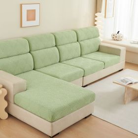 Plain Elastic Non-slip Sofa Seat Cover Three-dimensional Jacquard Velvet Elastic Mix-and-match Combination Sofa (Option: Time Sofa Tea Matcha Green-Large Single S)