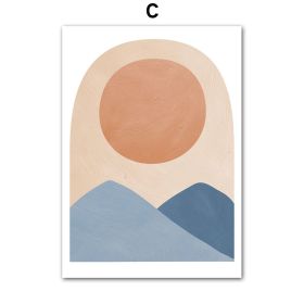 Mountain Sun Rainbow Tree Cartoon Nursery Wall Art Canvas Painting Nordic Posters And Prints Wall Pictures Baby Kids Room Decor (Color: C, size: 15X20 cm No Framed)