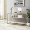 48.03" Glass Console Sofa Table;  Modern Open Hallway Table;  Narrow Entryway Table;  2 Shelves Couch Side Table with Adjustable Feet