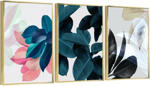 Framed Canvas Wall ArtOil Paintings Impressionism Aesthetic Prints Canvas Paintings for Living Room Bedroom Office Home; 3 Panels (GOLD: 12*16)