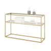 48.03" Glass Console Sofa Table;  Modern Open Hallway Table;  Narrow Entryway Table;  2 Shelves Couch Side Table with Adjustable Feet