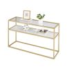 48.03" Glass Console Sofa Table;  Modern Open Hallway Table;  Narrow Entryway Table;  2 Shelves Couch Side Table with Adjustable Feet