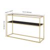 48.03" Glass Console Sofa Table;  Modern Open Hallway Table;  Narrow Entryway Table;  2 Shelves Couch Side Table with Adjustable Feet