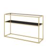 48.03" Glass Console Sofa Table;  Modern Open Hallway Table;  Narrow Entryway Table;  2 Shelves Couch Side Table with Adjustable Feet