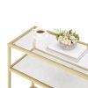 48.03" Glass Console Sofa Table;  Modern Open Hallway Table;  Narrow Entryway Table;  2 Shelves Couch Side Table with Adjustable Feet