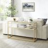48.03" Glass Console Sofa Table;  Modern Open Hallway Table;  Narrow Entryway Table;  2 Shelves Couch Side Table with Adjustable Feet