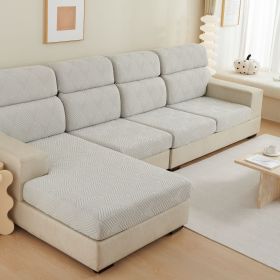 Plain Elastic Non-slip Sofa Seat Cover Three-dimensional Jacquard Velvet Elastic Mix-and-match Combination Sofa (Option: Time Sofa Light Gray-Big Four XL)