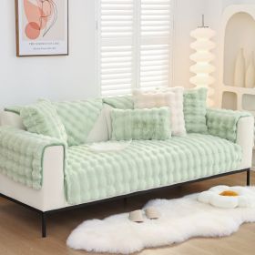 Winter Warm Sofa Cushion Bubble Velvet Thickened Fleece Cushion Cover Cloth Autumn And Winter New Modern Simple Non-slip Cushion (Option: Light Green-45x45cm Pillow With Core)