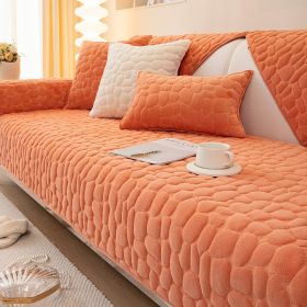 Milk Velvet Winter Sofa Cushion Thickened Anti Slip Seat Cushion (Option: Orange-90x70cm)