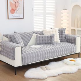 Winter Warm Sofa Cushion Bubble Velvet Thickened Fleece Cushion Cover Cloth Autumn And Winter New Modern Simple Non-slip Cushion (Option: Gray-45x45cm Pillow With Core)