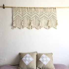 Room Decoration Cotton Rope Woven Tapestry (Option: A Style-120x55cm With Wooden Stick)