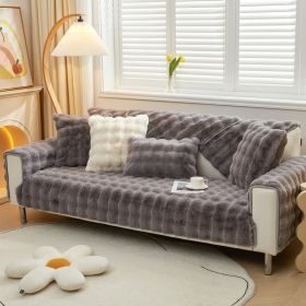 Winter Warm Sofa Cushion Bubble Velvet Thickened Fleece Cushion Cover Cloth Autumn And Winter New Modern Simple Non-slip Cushion (Option: Dark Gray-45x45cm Pillow With Core)