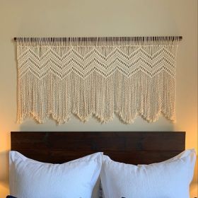 Room Decoration Cotton Rope Woven Tapestry (Option: B Style-120x55cm With Wooden Stick)