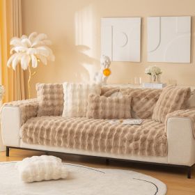 Winter Warm Sofa Cushion Bubble Velvet Thickened Fleece Cushion Cover Cloth Autumn And Winter New Modern Simple Non-slip Cushion (Option: Light Coffee-30 X50cm Waist Bag With Core)