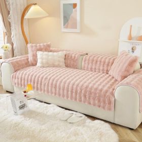 Winter Warm Sofa Cushion Bubble Velvet Thickened Fleece Cushion Cover Cloth Autumn And Winter New Modern Simple Non-slip Cushion (Option: Pink-30 X50cm Waist Bag With Core)