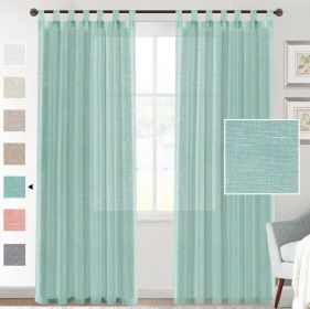 Linen Yarn Curtain Transparent Window Screen (Option: Sea Mist Green-Double Pack 5284)