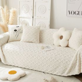 Winter Plush Sofa Towel All-inclusive Cover Thick Blanket (Option: Rice white-180 Ã— 420cm)