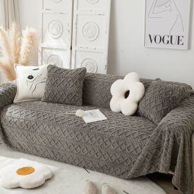 Winter Plush Sofa Towel All-inclusive Cover Thick Blanket (Option: Dark Gray-180 Ã— 420cm)