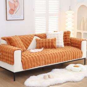 Winter Warm Sofa Cushion Bubble Velvet Thickened Fleece Cushion Cover Cloth Autumn And Winter New Modern Simple Non-slip Cushion (Option: Brown Coffee-30 X50cm Waist Bag With Core)