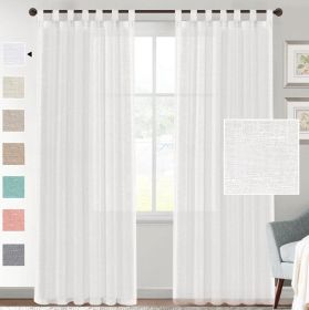 Linen Yarn Curtain Transparent Window Screen (Option: Pure White-Double Pack 5284)