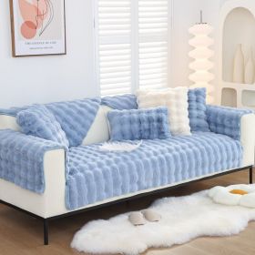 Winter Warm Sofa Cushion Bubble Velvet Thickened Fleece Cushion Cover Cloth Autumn And Winter New Modern Simple Non-slip Cushion (Option: Light Blue-30 X50cm Waist Bag With Core)