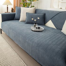 Non-slip All-inclusive Universal Cover Chenille Light Luxury High-end Cushion Cover Towel (Option: Gray And Blue-110X240)